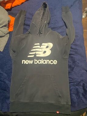 New Balance Navy Blue Hoodie with White Logo